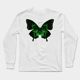 Green Butterfly skull Long Sleeve T-Shirt